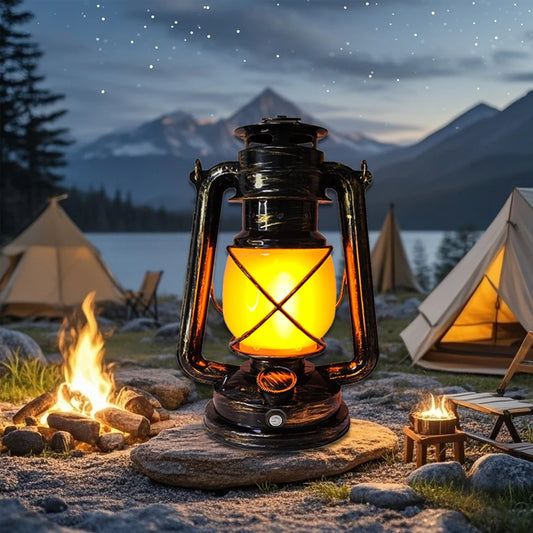 Retro USB Rechargeable LED Camping Lantern with 3 Lighting Modes