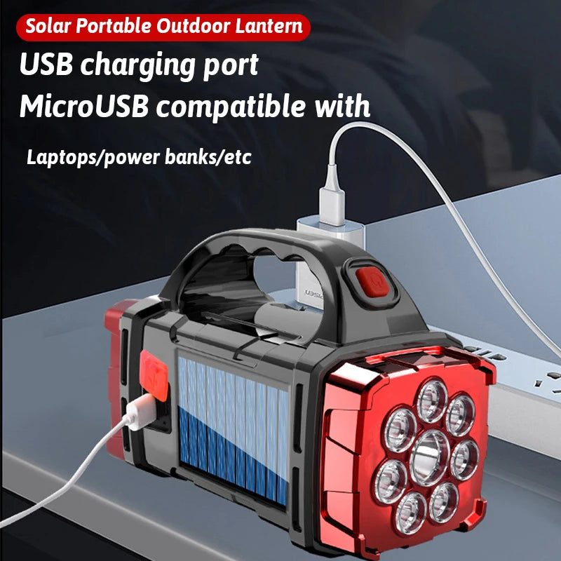 🔦 DUAL COLOR SOLAR LED LIGHT 🔋☀️ 16-LED Rechargeable Lantern w/ USB Power Bank – Dual Light Modes for Any Adventure!