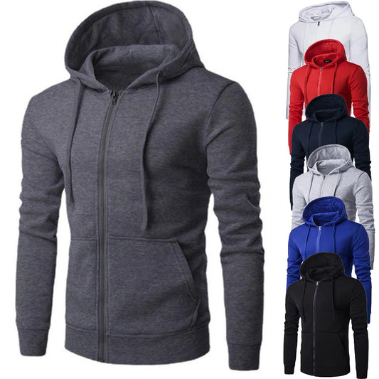 Autumn Men's Slim Fit Hoodie Jacket with Zipper Closure