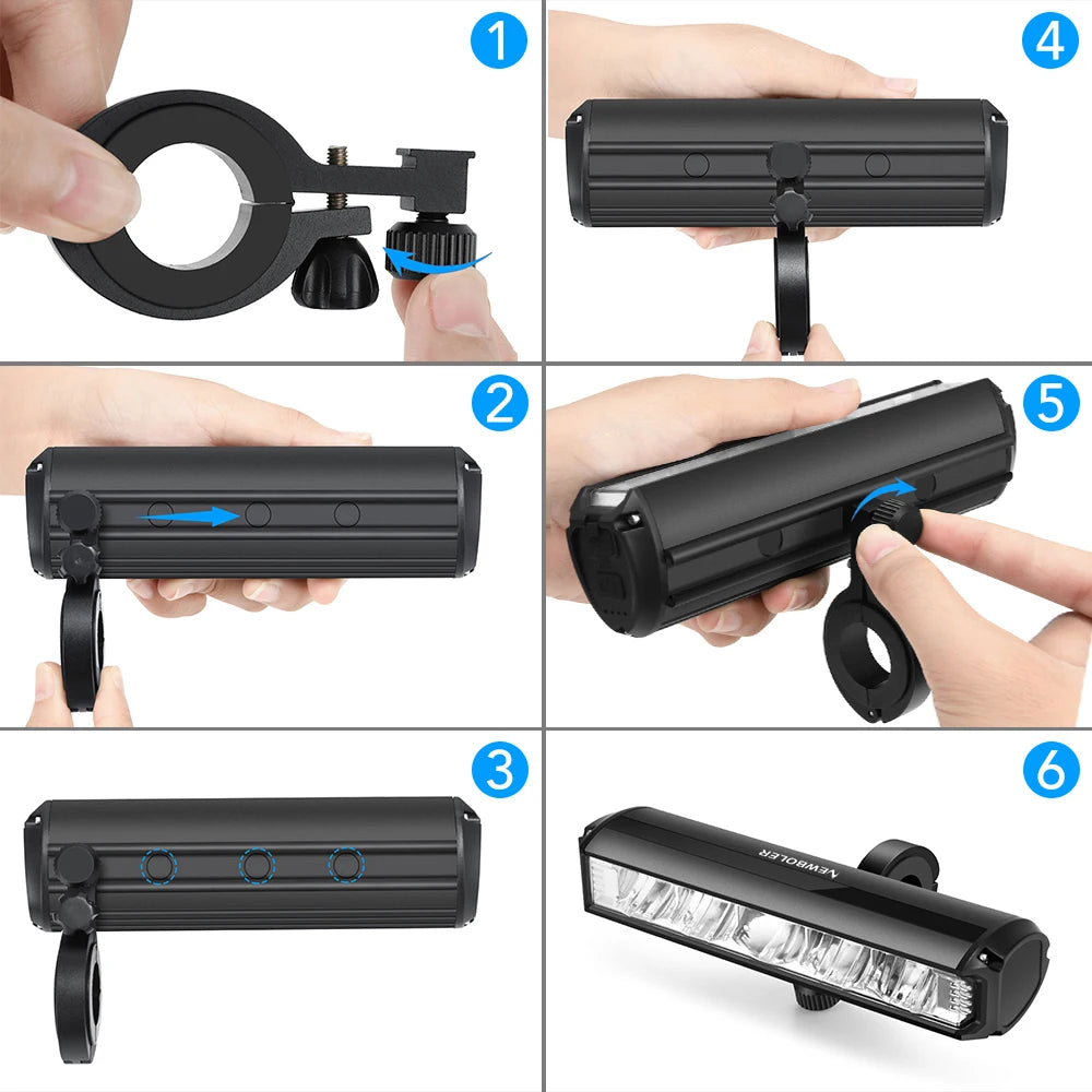 NEWBOLER 6000 Lumen Bike Light – 8000mAh USB Rechargeable Waterproof Front Bicycle Lamp.