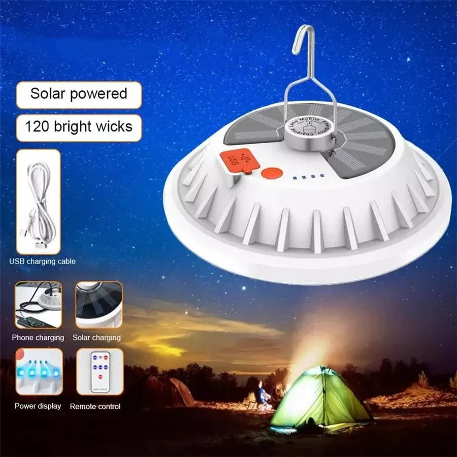 🔦 120LED Solar Camping Light 🌞 Ultra-Bright • Rechargeable • Adventure-Ready