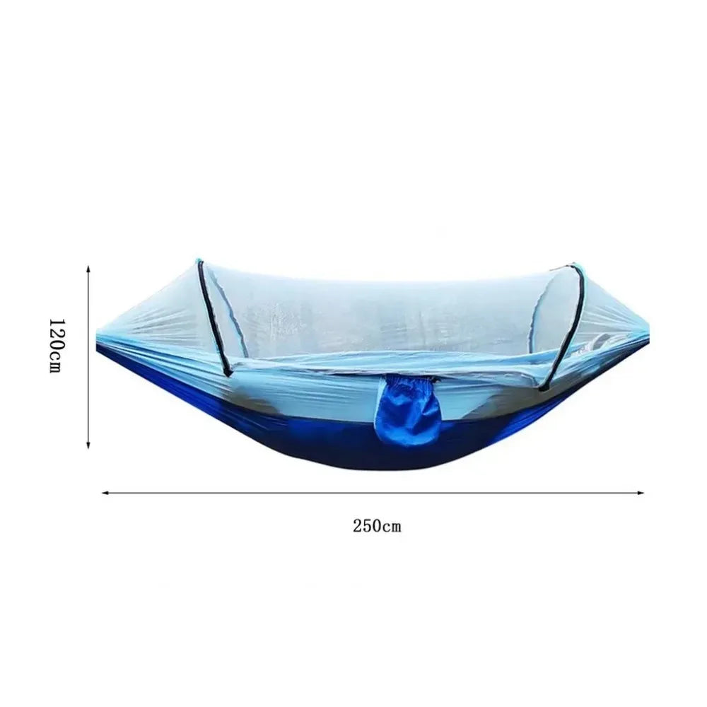 "Lightweight Hammock with Mosquito Net - High Strength Parachute Fabric, 250x120cm"