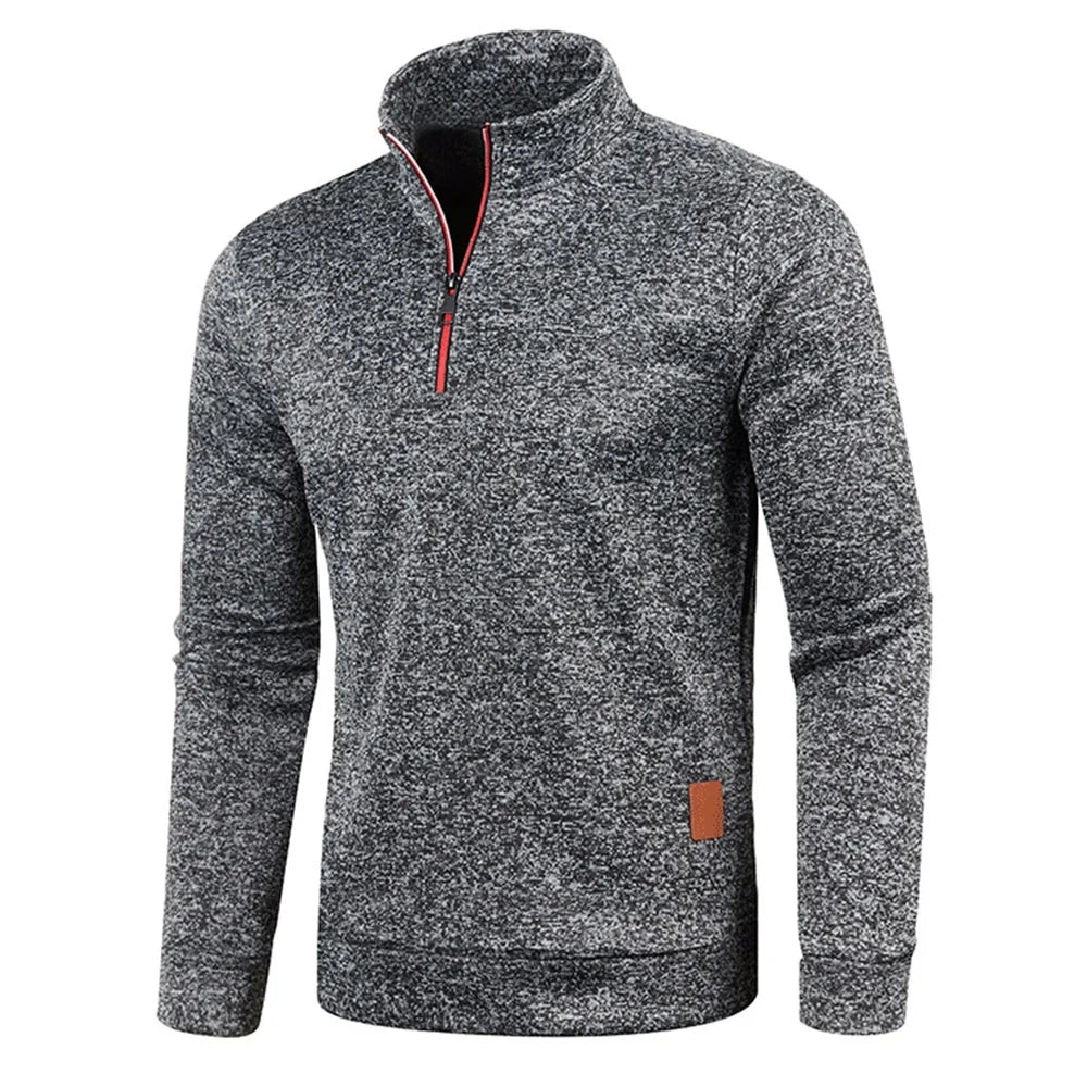 Men's Spring & Autumn Thicker Half-Zip Pullover Hoodie with Turtleneck.