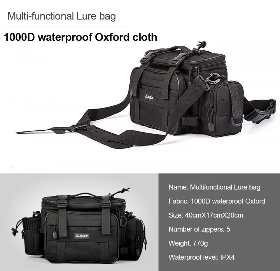 "Multi-Function Fishing Bag – Shoulder, Crossbody, or Waist Pack | Water-Resistant, Lightweight, and Spacious with Adjustable Strap | Large & Mini Sizes"