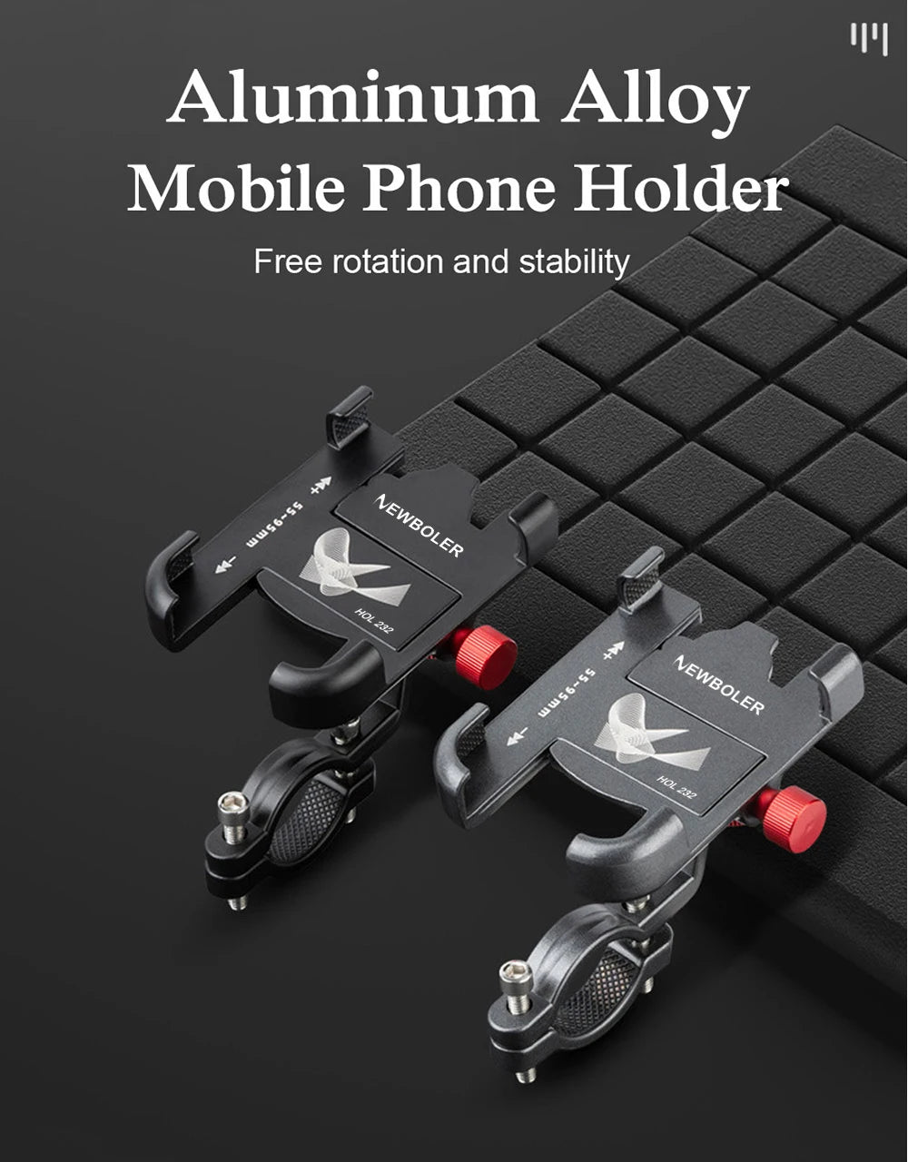 NEWBOLER 360° Rotatable Aluminum Bike Phone Mount – Adjustable, Non-Slip MTB Bicycle Holder