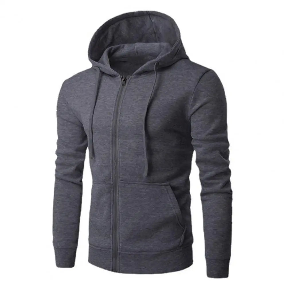 Autumn Men's Slim Fit Hoodie Jacket with Zipper Closure