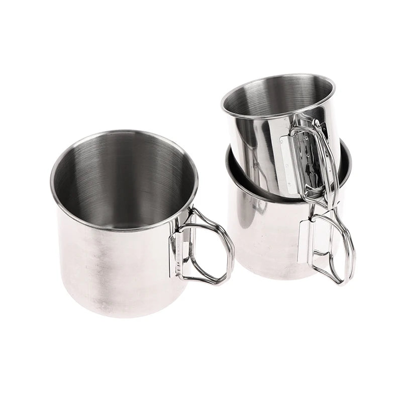 Stainless Steel Folding Handle Cup with Carabiner ,perfect for outdoor camping