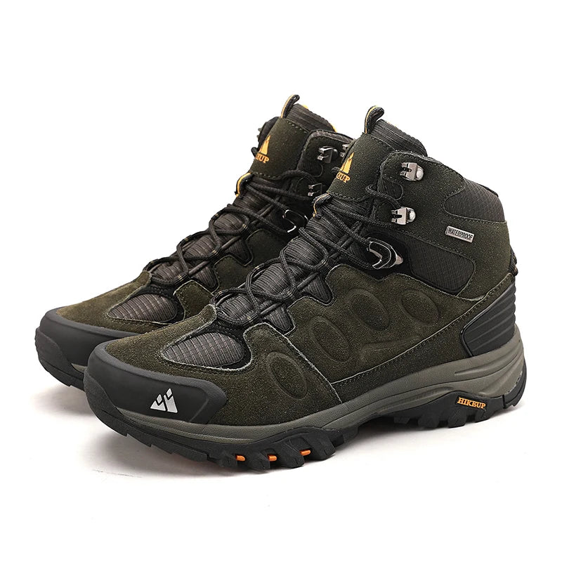 "HIKEUP Men's High-Top Hiking Boots - Winter, Non-Slip, Warm Suede Outdoor Shoes"