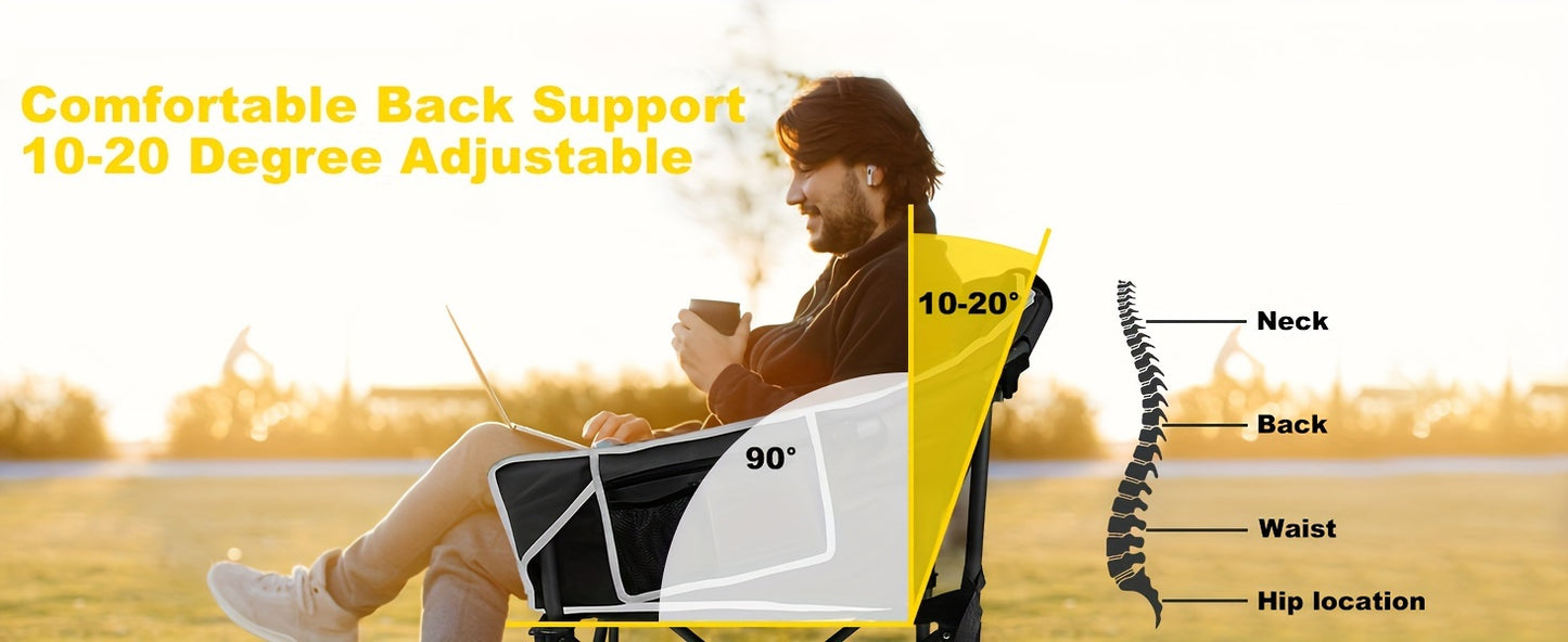 Oversized Heated Camping Chair with 20,000mAh Power Bank –  3-Heat Levels, Folding Outdoor Chair with Pillow & Storage Bag